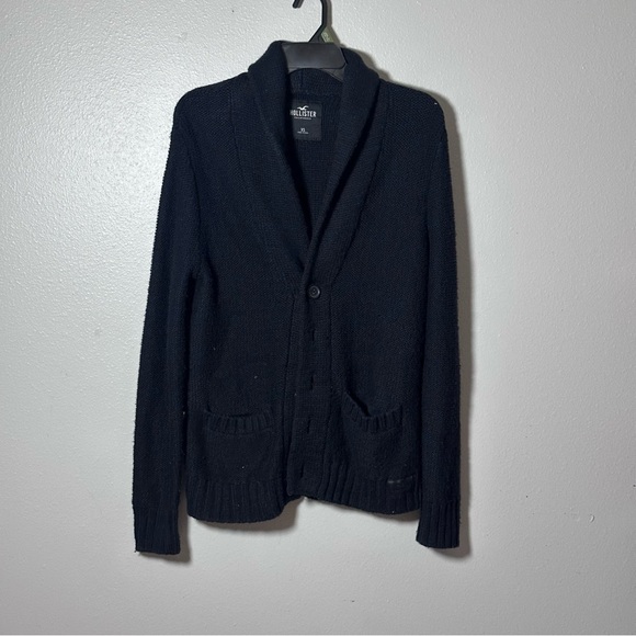 Hollister Men Black Open Cardigan Knit Sweater size Small. - Picture 1 of 7